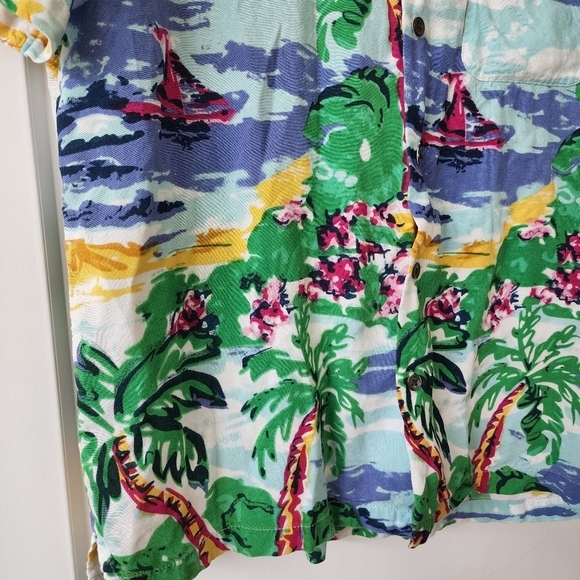 Urban outfitters Painted Paradise Rayon Short Sleeve Button-Down Shirt - Picture 10 of 16